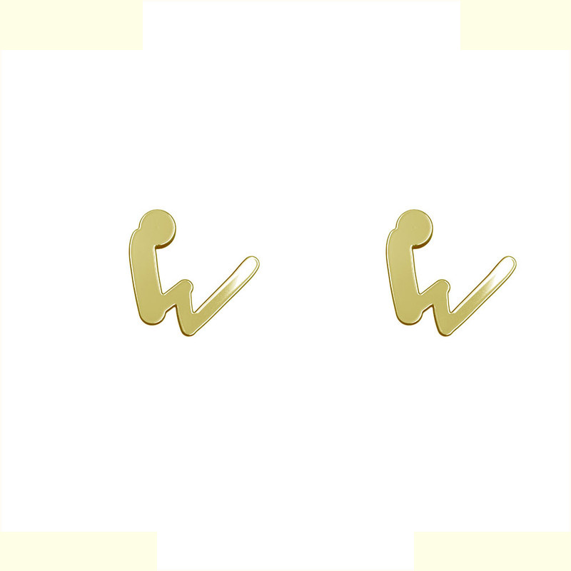 گوشواره طلا 18 عیار زنانه مدوپد مدل حرف W کد GA1-17014