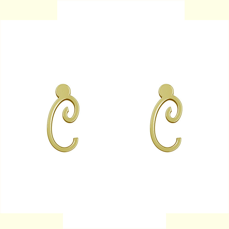 گوشواره طلا 18 عیار زنانه مدوپد مدل حرف C کد GA1-17019