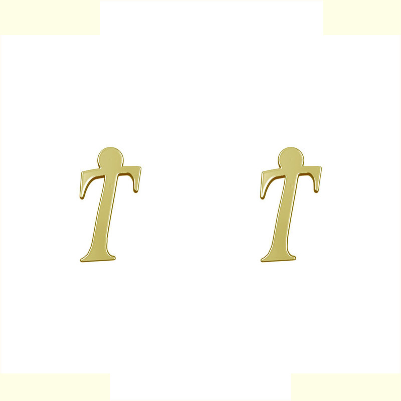 گوشواره طلا 18 عیار زنانه مدوپد مدل حرف T کد GA1-17062