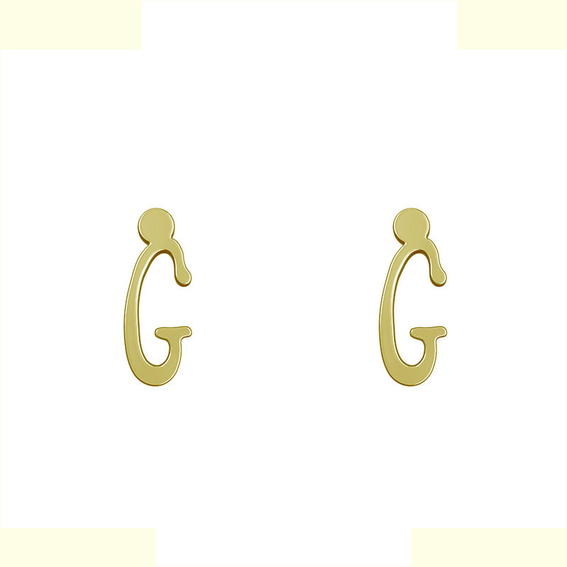 گوشواره طلا 18 عیار زنانه مدوپد مدل حرف G کد GA1-17075