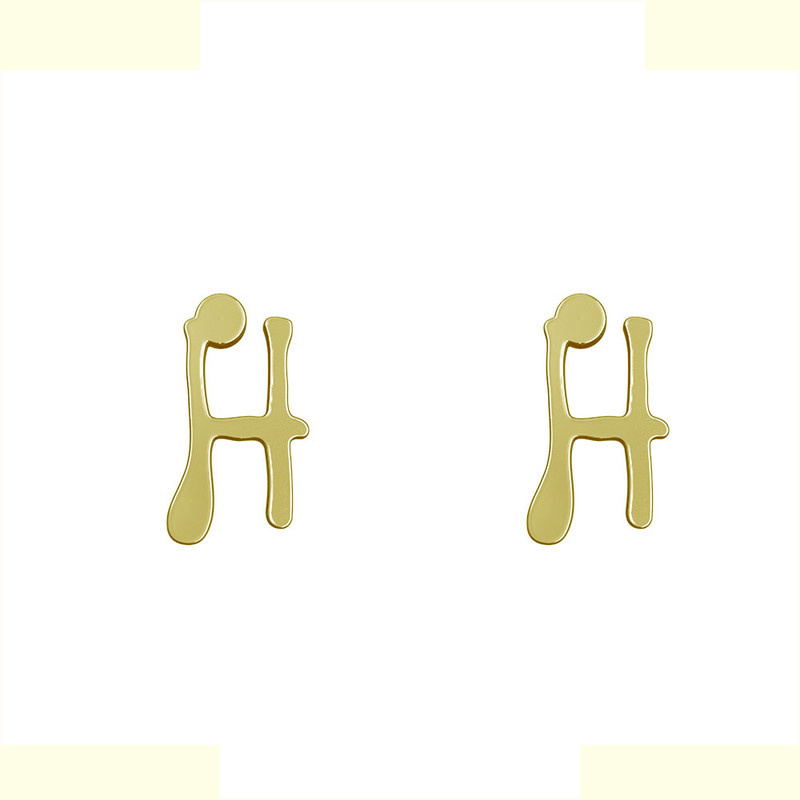 گوشواره طلا 18 عیار زنانه مدوپد مدل حرف H کد GA1-17076