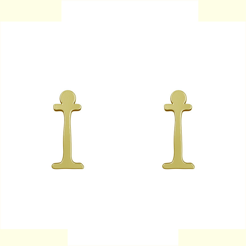 گوشواره طلا 18 عیار زنانه مدوپد مدل حرف I کد GA1-17077