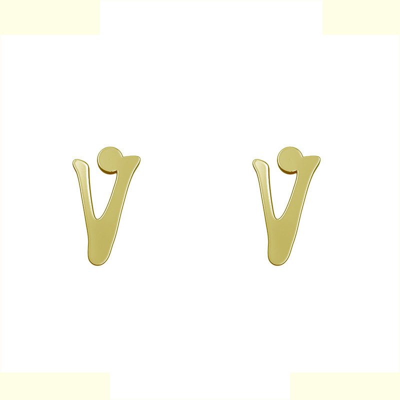 گوشواره طلا 18 عیار زنانه مدوپد مدل حرف V کد GA1-17090