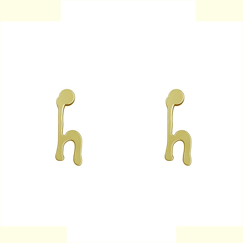 گوشواره طلا 18 عیار زنانه مدوپد مدل حرف H کد GA1-17115