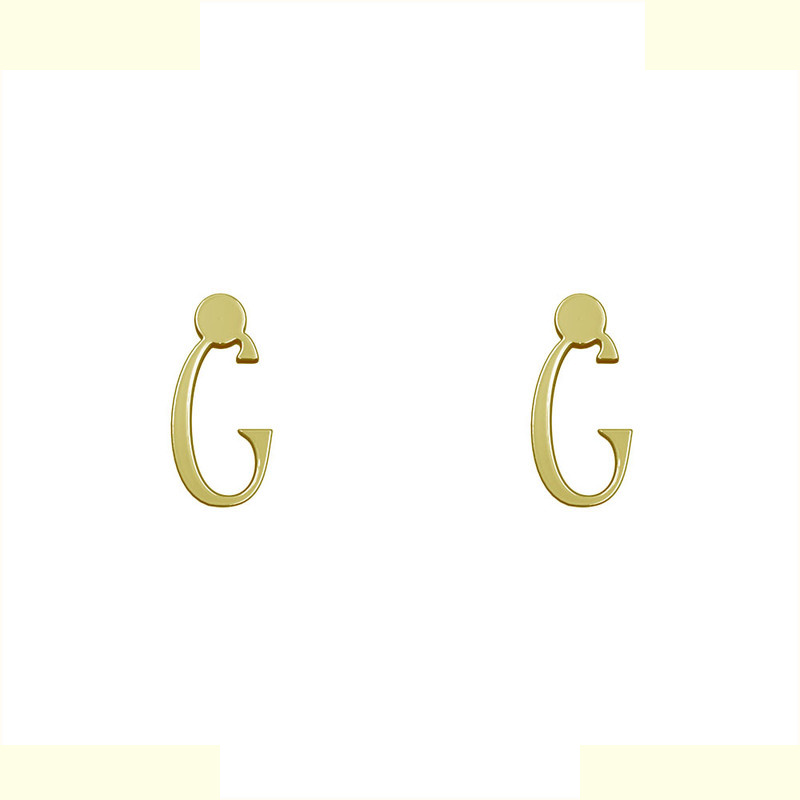 گوشواره طلا 18 عیار زنانه مدوپد مدل حرف G کد GA1-17127