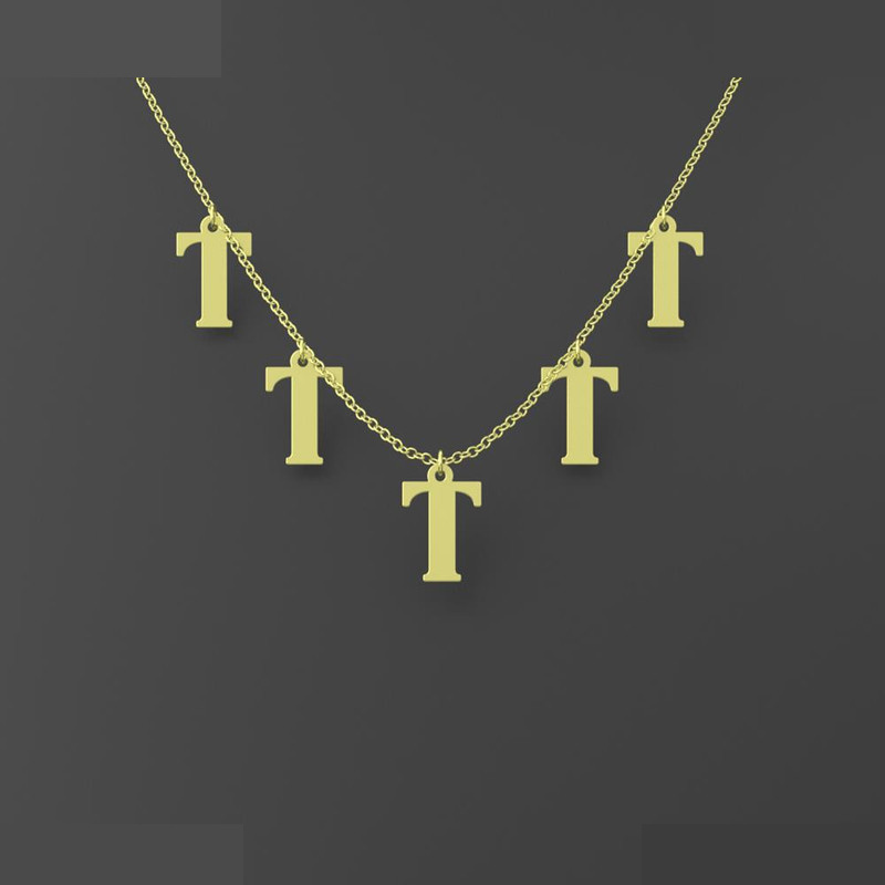 گردنبند طلا 18 عیار زنانه مدوپد مدل حرف T کد RNA17166