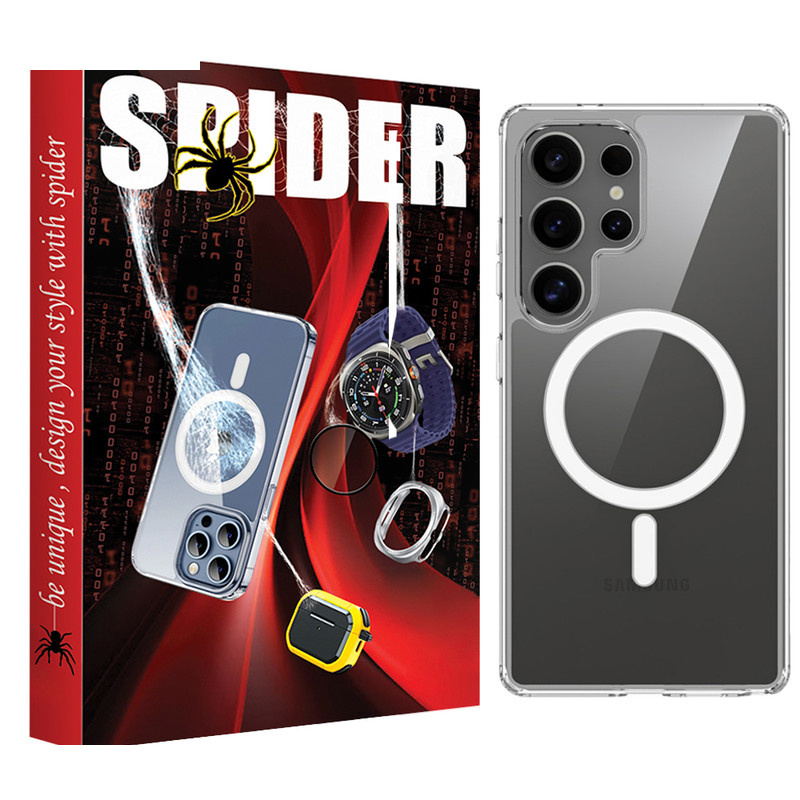 کاور اسپایدر مدل مگ سیف مناسب برای گوشی موبایل سامسونگ Galaxy S25 Ultra