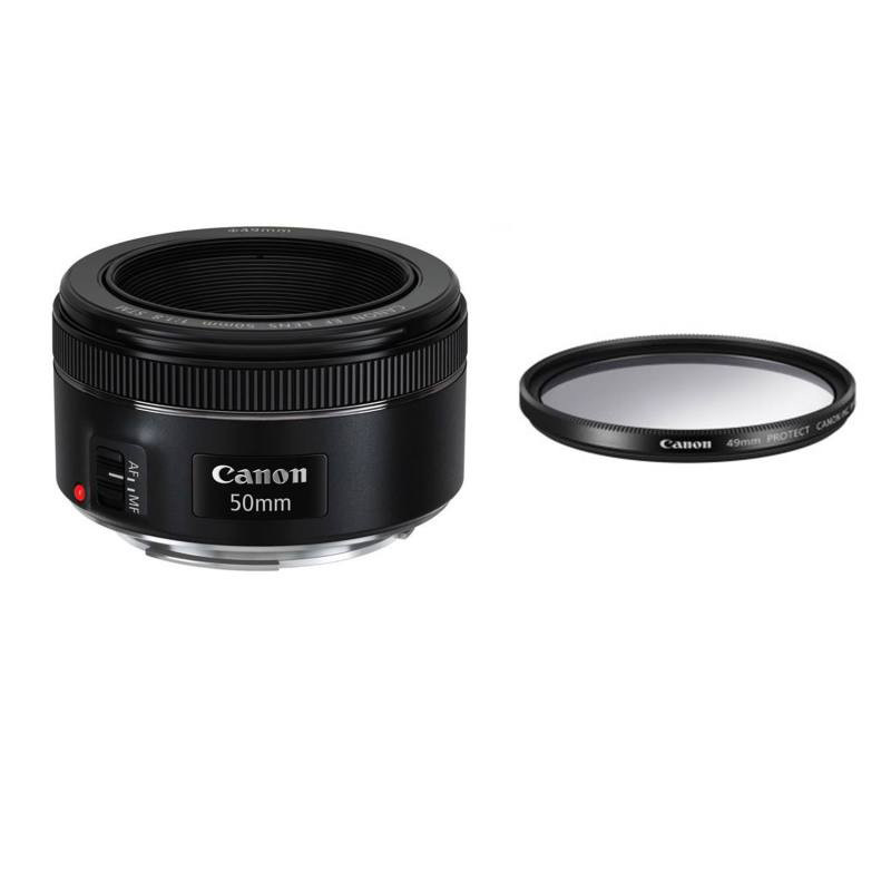 لنز کانن مدل EF 50mm f/1.8 STM به همراه لوازم جانبی