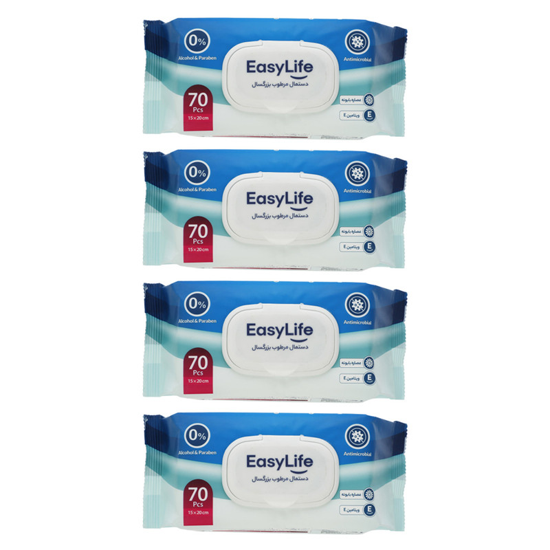 دستمال مرطوب ایزی لایف مدل 001 بسته 4 عددی