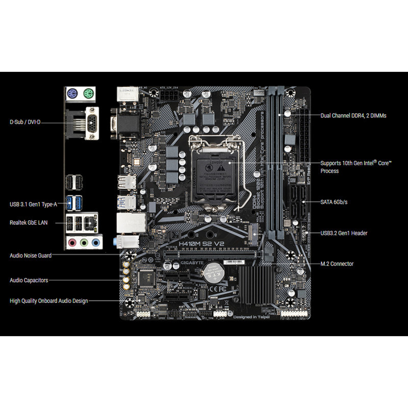 مادربرد گیگابایت مدل H410M S2 V2 rev. 1.7