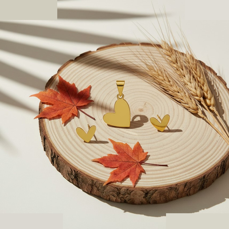 نیم ست طلا 18 عیار زنانه گالری قو طلایی مدل قلب مینیمال نیم ست طلا 18 عیار زنانه گالری قو طلایی مدل قلب مینیمال