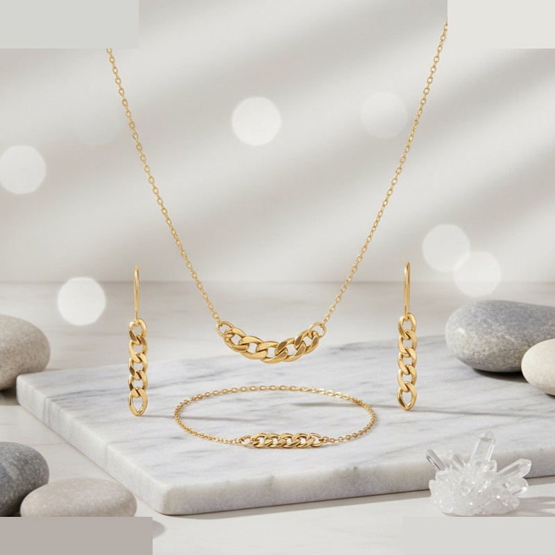 نیم ست طلا 18 عیار زنانه گالری قو طلایی مدل کارتیه فلامینگو سبک نیم ست طلا 18 عیار زنانه گالری قو طلایی مدل کارتیه فلامینگو سبک