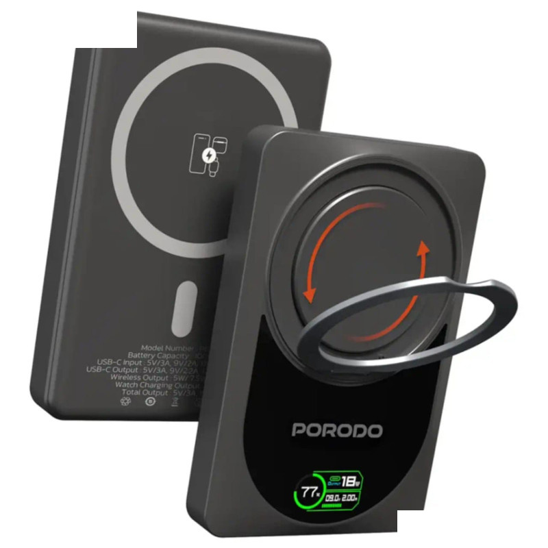 پاوربانک 20 وات پرودو مدل مگ سیف کد PDPBFCH086DG  Qi2 ظرفیت 10000 میلی آمپر ساعت