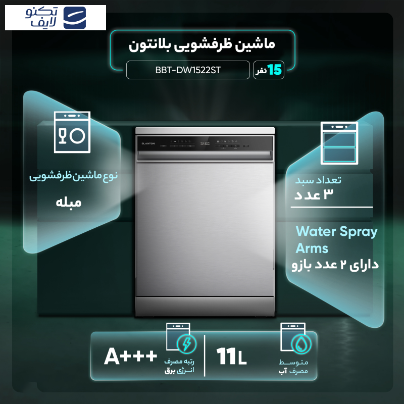 ماشین ظرفشویی 15 نفره بلانتون مدل BBT-DW1522ST