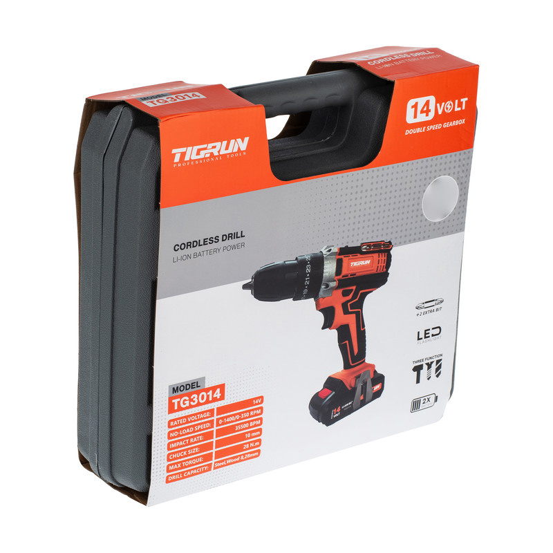 دریل پیچ گوشتی چکشی شارژی تیگران کد TG3014-14V