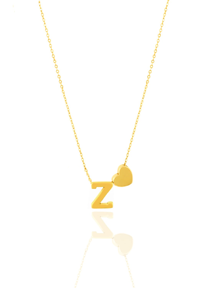 گردنبند طلا  18عیار اپال گلد مدل قلب و حرف Z