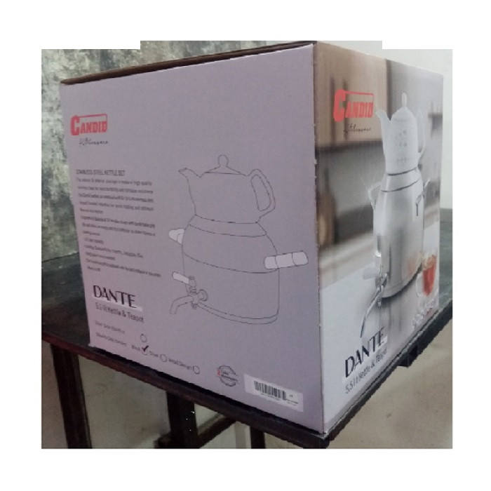 کتری و قوری کاندید مدل دانته گنجایش کتری 5 لیتر گنجایش قوری 0.5 لیتر