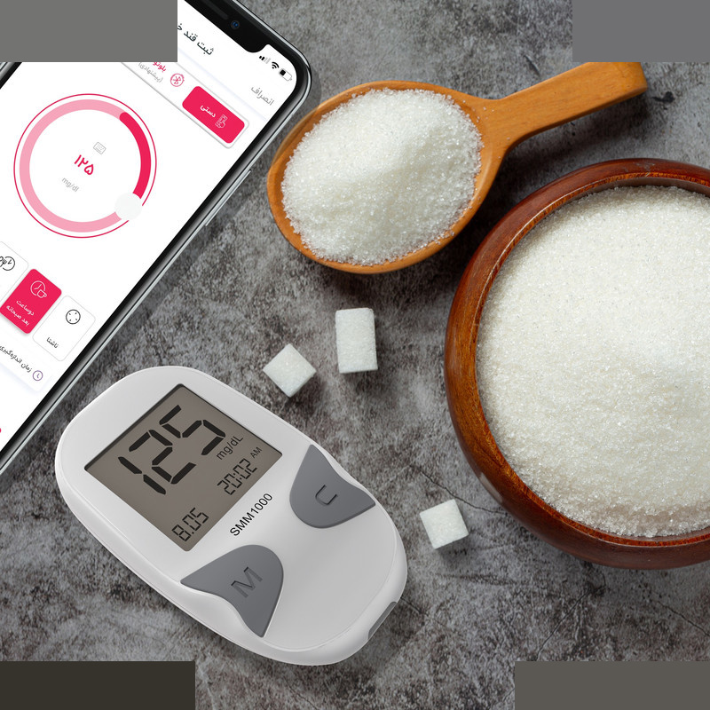 دستگاه تست قند خون دیابان مدل SMM 1000 به همراه نوار تست قند خون بسته 50 عددی