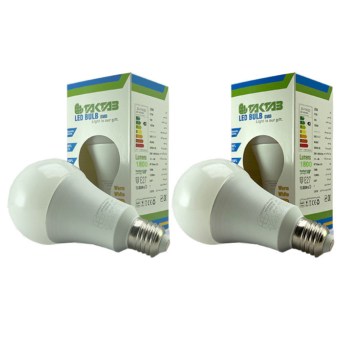 لامپ ال ای دی 20 وات تک تاب مدل حبابی پایه E27 بسته 2 عددی
