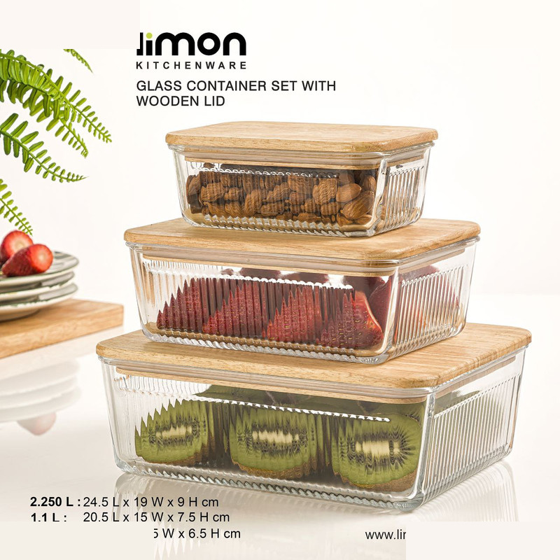 ظرف نگهدارنده لیمون مدل مستطیل کد 2211 بسته 3 عددی