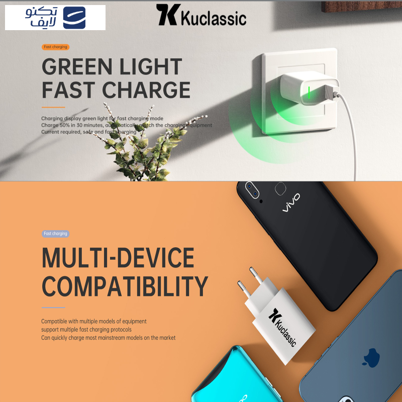 شارژر دیواری 20 وات کوکلاسیک مدل C-3 به همراه کابل USB-C
