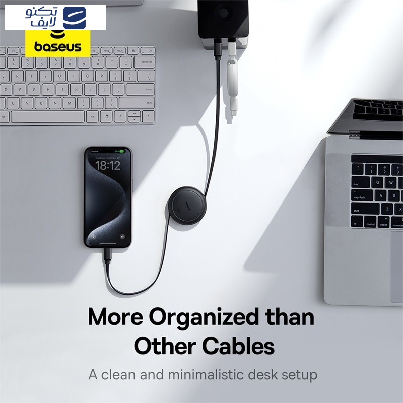 کابل تبدیل USB-C به USB-C بیسوس مدل Free2Pull Mini 60W طول 1 متر