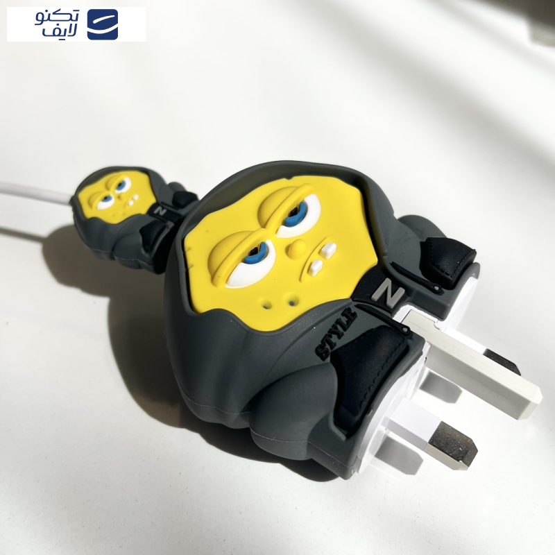 محافظ کابل طرح باب اسفنجی SpongeBob به همراه محافظ شارژر دیواری مجموعه 4 عددی