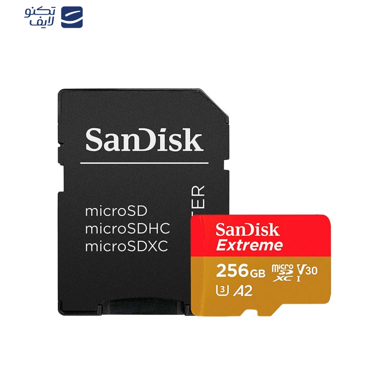 کارت حافظه microSDXC  سن دیسک مدل Extreme کلاس A2 استاندارد UHS-I U3 سرعت 190MBps ظرفیت 256 گیگابایت