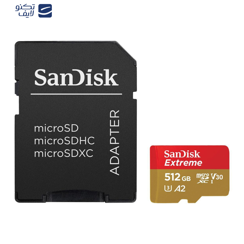 کارت حافظه microSDXC سن دیسک مدل Extreme کلاس A2 استاندارد UHS-I U3 سرعت 190MBps ظرفیت 512 گیگابایت