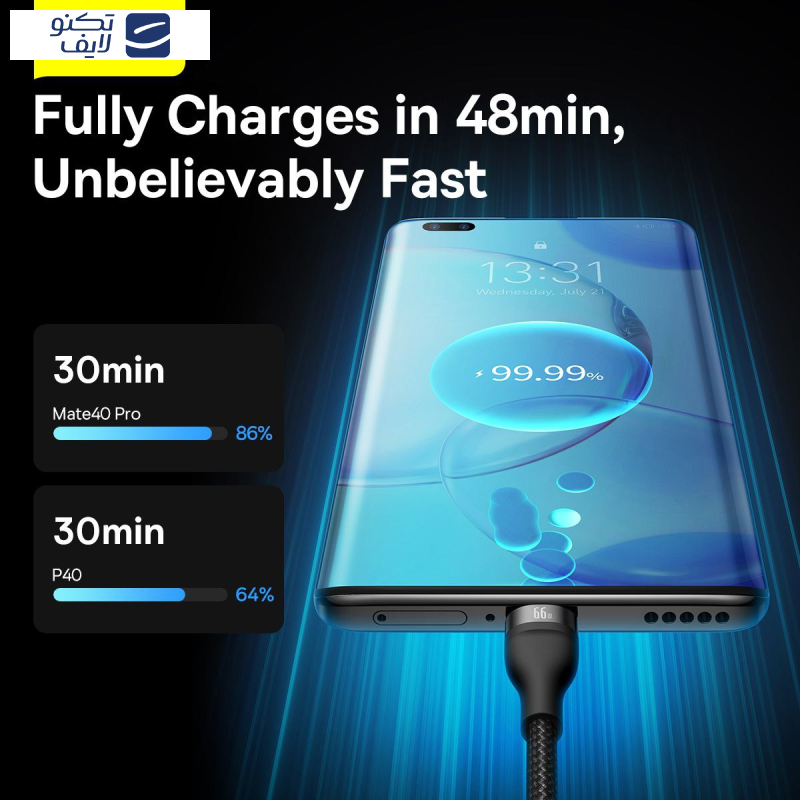 کابل تبدیل USB به لایتنینگ/USB-C/micro-USB بیسوس مدل Flash Series II 66W طول 1.2 متر