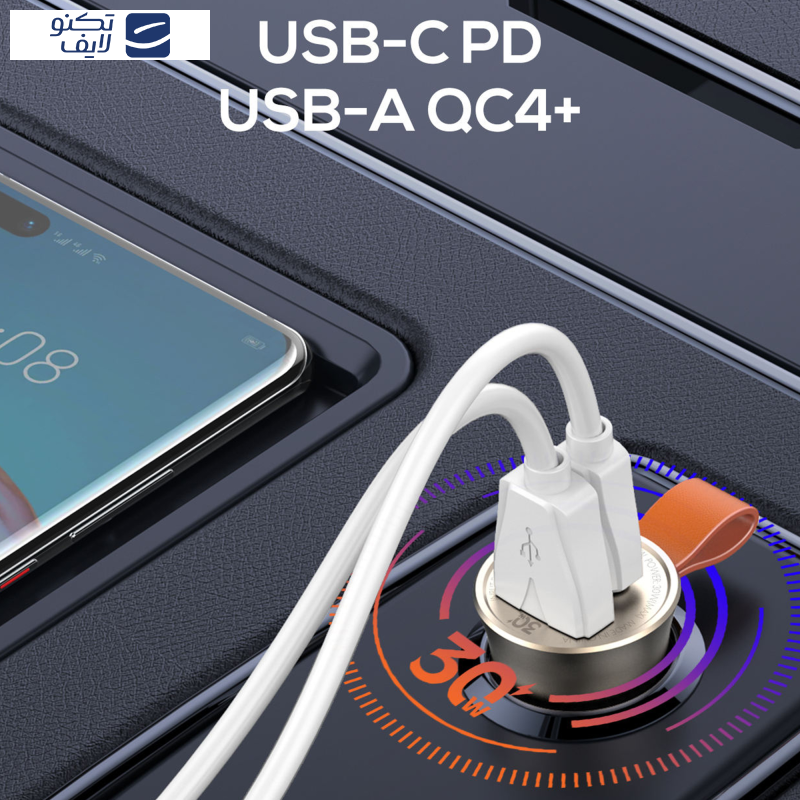 شارژر فندکی الدینیو مدل C509Q به همراه کابل USB-C شارژر فندکی الدینیو مدل C509Q به همراه کابل USB-C