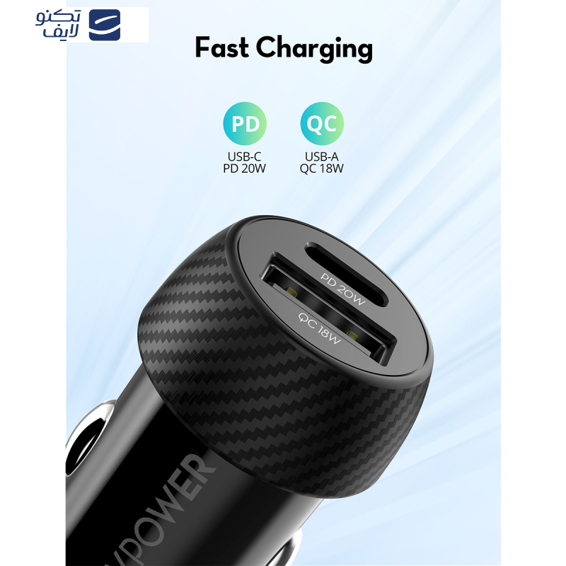 شارژر فندکی 20 وات راوپاور مدل RP-VC1016