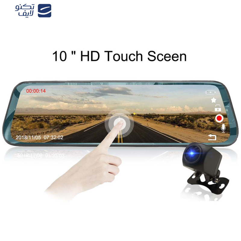 آینه مانیتوردار و دوربین دنده عقب خودرو کد 100- DR