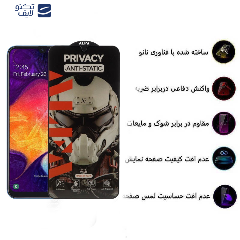 محافظ صفحه نمایش حریم شخصی اپیکوی مدل Alpha مناسب برای گوشی موبایل سامسونگ Galaxy A33 5G/A32 4G/A22 4G/A50 4G/A31 4G/A30 4G/A15 4G/5G/A30s 4G/A50s/A20 4G