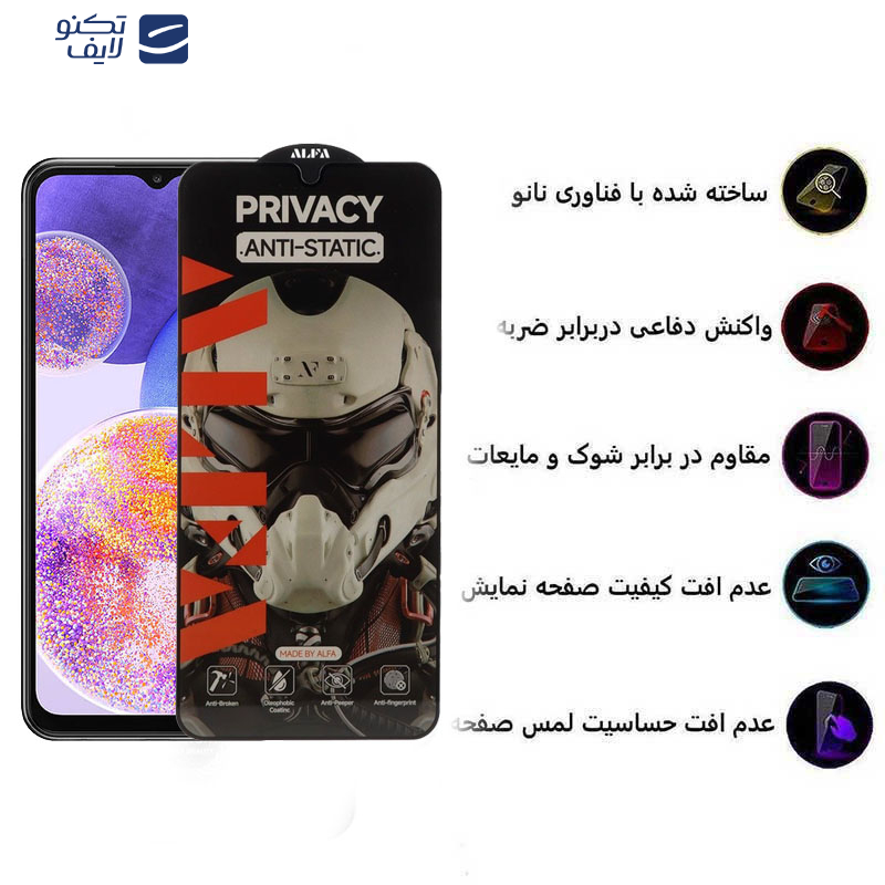 محافظ صفحه نمایش حریم شخصی اپیکوی مدل Alpha مناسب برای گوشی موبایل سامسونگ  Galaxy A23 / A13 / A12 / A32 5G / M12 / M32 5G