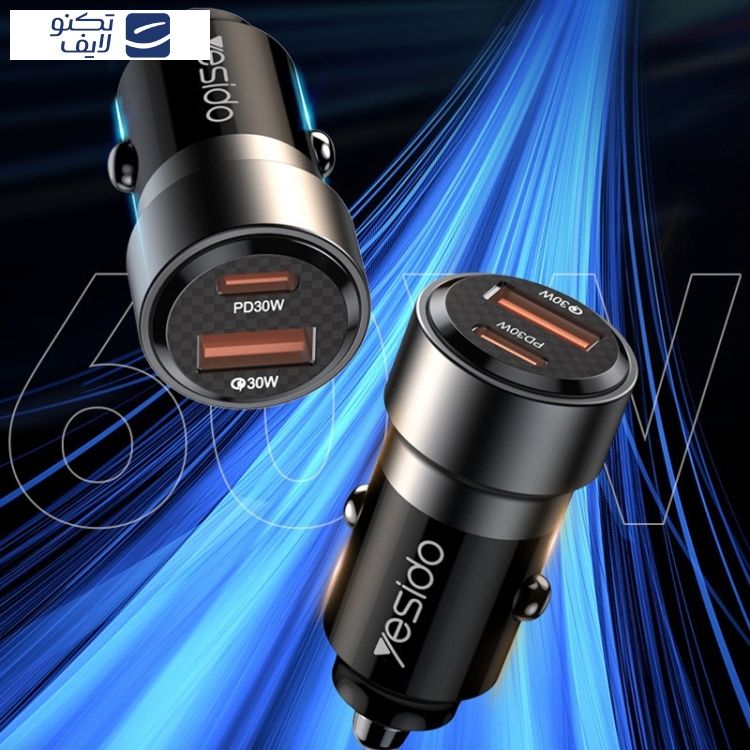 شارژر فندکی 60 وات یسیدو مدل Y55 به همراه کابل USB-C