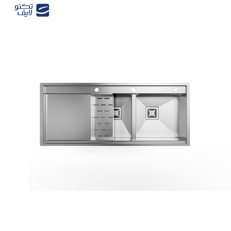 سینک ظرفشویی استیل توکار دو لگنه کن مدل BCN306 لگن راست 