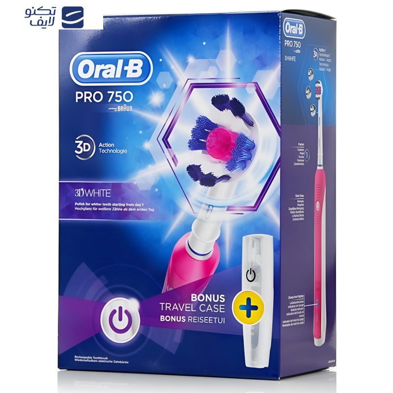 مسواک برقی اورال-بی مدل Pro 750 3D White Pink
