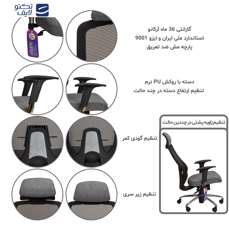 صندلی اداری آرکانو مدل BP450TF3