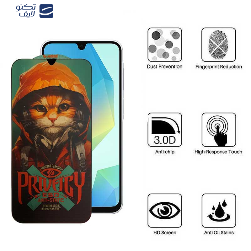 محافظ صفحه نمایش حریم شخصی اپیکوی مدل Privacy Hoodie Cat مناسب برای گوشی موبایل سامسونگ Galaxy A26/A16