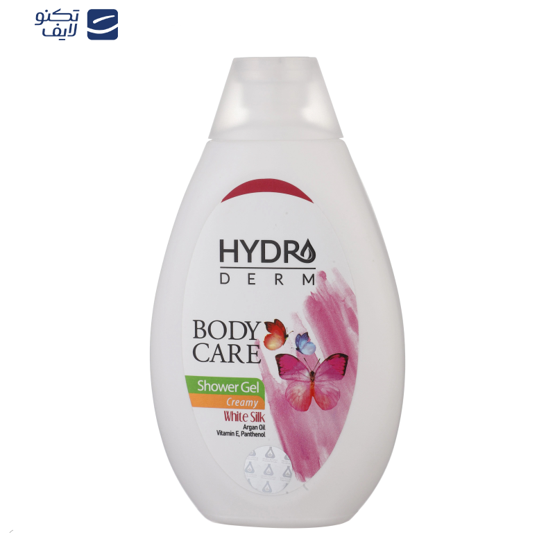 شامپو بدن کرمی هیدرودرم مدل White Silk مناسب انواع پوست حجم 500 میلی لیتر