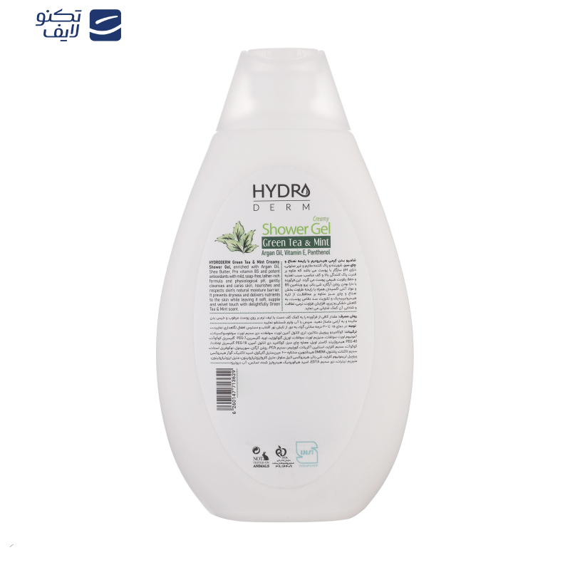 شامپو بدن هیدرودرم مدل Green Tea and Mint مناسب انواع پوست حجم 500 میلی لیتر