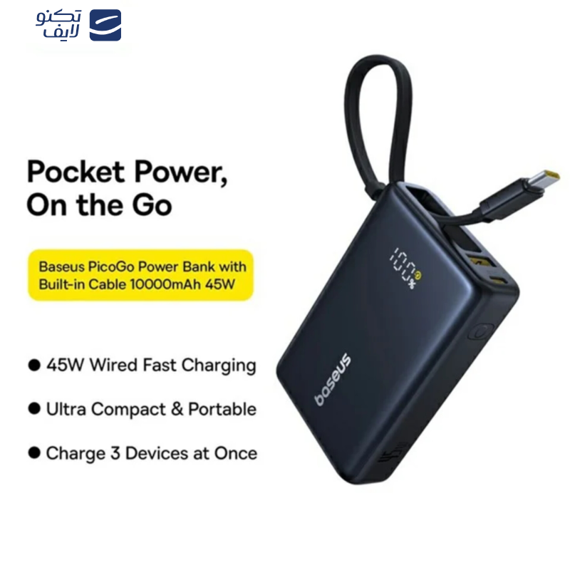 پاوربانک بیسوس مدل PicoGo 45W ظرفیت 10000 میلی آمپر ساعت 