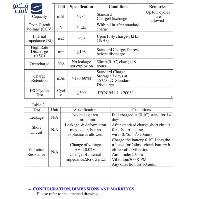 باتری نیم قلمی قابل شارژ سولونیکس مدل صنعتی Ni-Cd سرتخت مجموعه 2 عدد