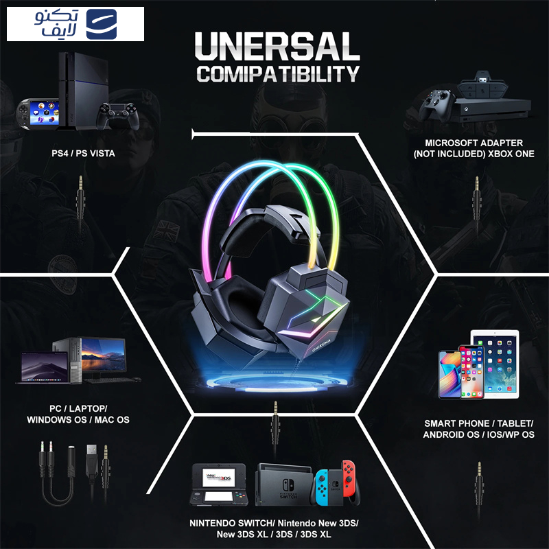 هدفون مخصوص بازی اونیکوما مدل X20 RGB-HEAD