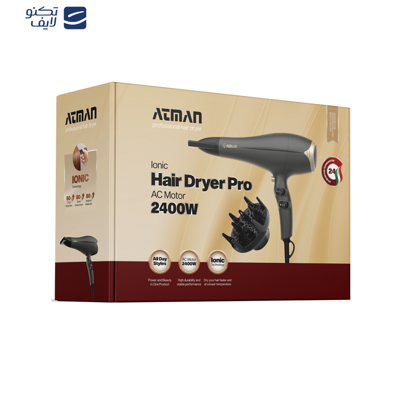 سشوار حرفه‌ای 2400 وات آتمن مدل BY-538