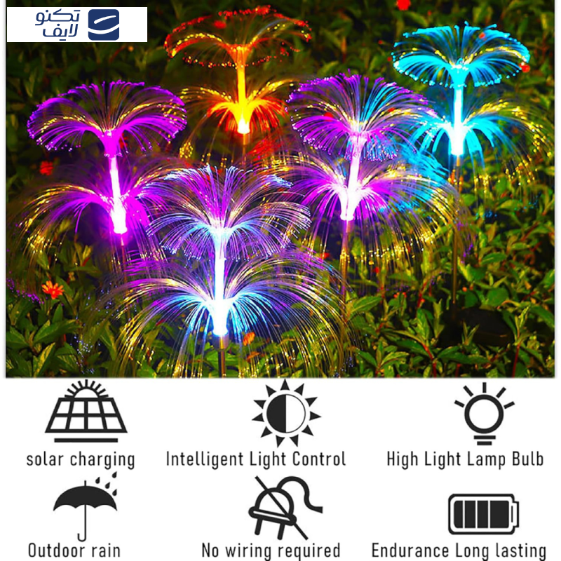 چراغ پارکی خورشیدی سولونیکس مدل قاصدک دو طبقه مجموعه 6 عددی