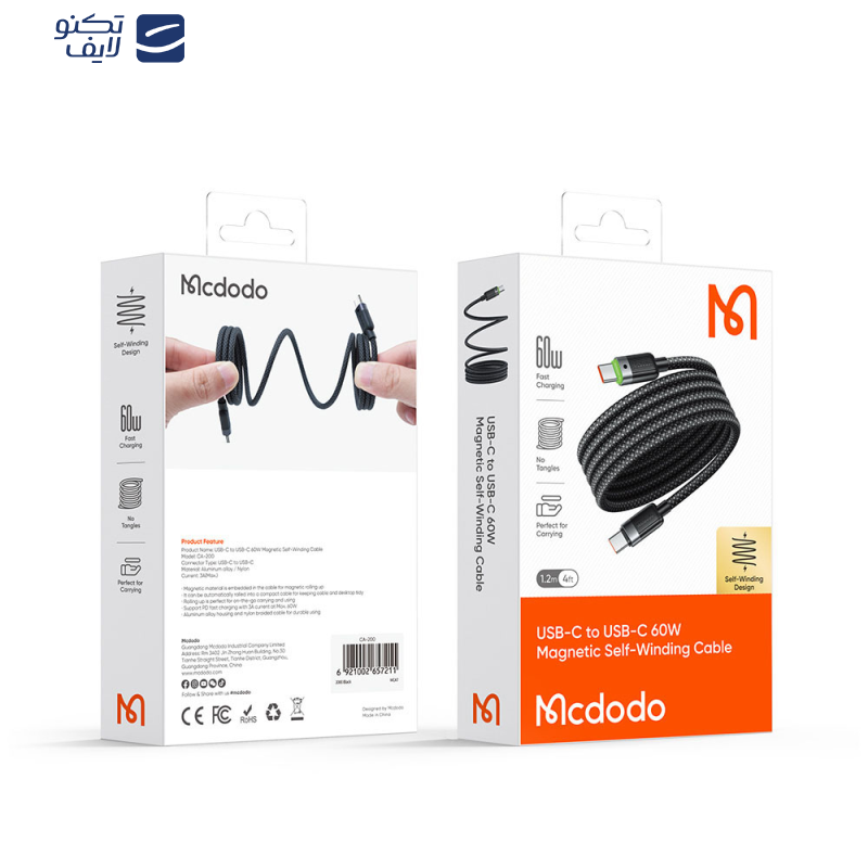 کابل USB-C مک دودو مدل CA-2000 طول 1.2 متر کابل USB-C مک دودو مدل CA-2000 طول 1.2 متر