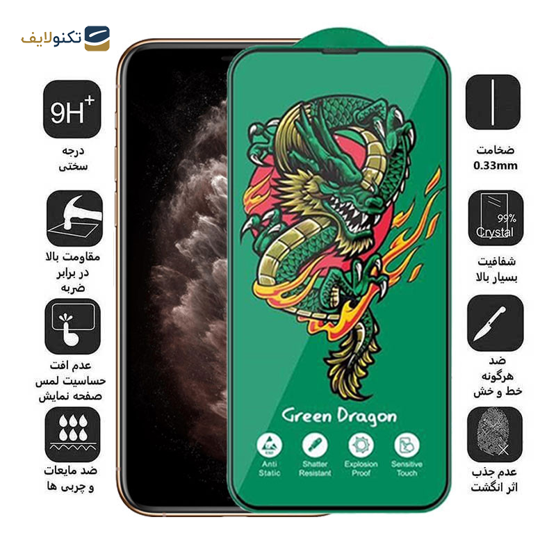 محافظ صفحه نمایش اپیکوی مدل Green Dragon ExplosionProof مناسب برای گوشی موبایل اپل iPhone 11 Pro/ XS/ X