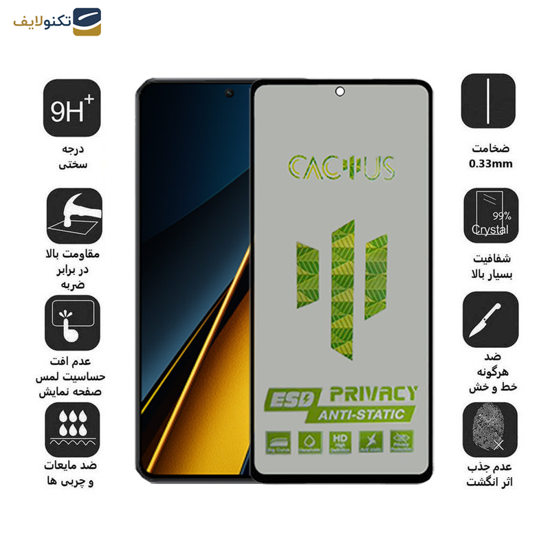 محافظ صفحه نمایش حریم شخصی اپیکوی مدل Cactus-ESD-Privacy مناسب برای گوشی موبایل شیائومی  Poco X6 Pro/X6/M6 Pro 4G